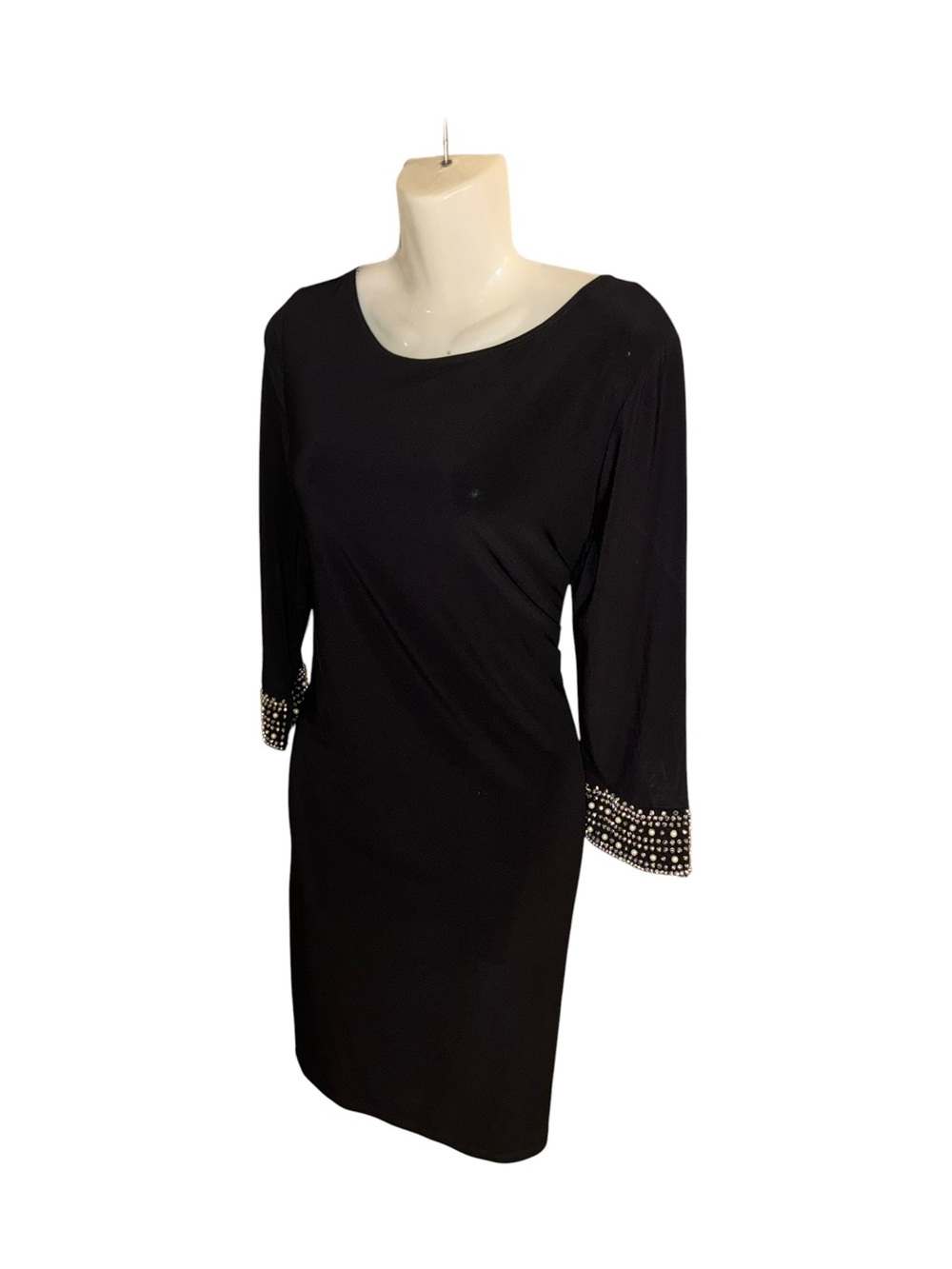 Tiana B. Black Beaded Cuff Sheath Dress - Picture 4 of 10
